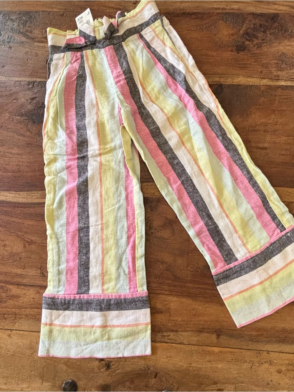 Girls' Striped Wide-Leg  Pants - Pink, Yellow, Gray